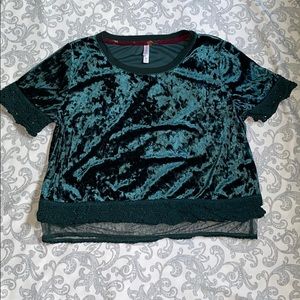 Velvet Crop Top with Trim